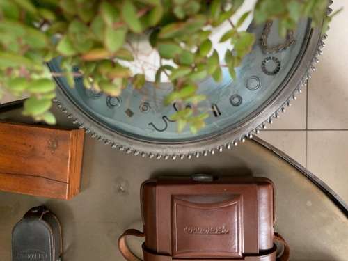 Aqua Blue Side Table -steampunk style