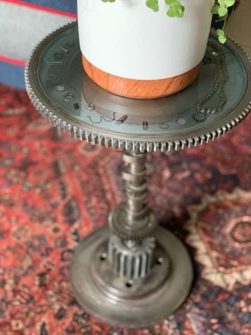 Aqua Blue Side Table -steampunk style