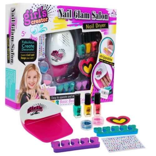 Nail Design Set Kids Nail Art Salon Toy with Nail Dryer