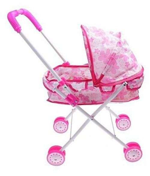 Plastic Doll Stroller w/ Baby Doll Children Play Pram Toy Kid Pretend Play Set Christmas Gift