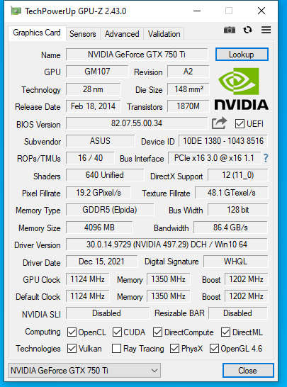 *Realy Rare* Asus strix gtx 750ti 4gb Gddr5