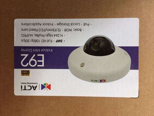 ACTi E92 Dome 3MP Camera (NEW)