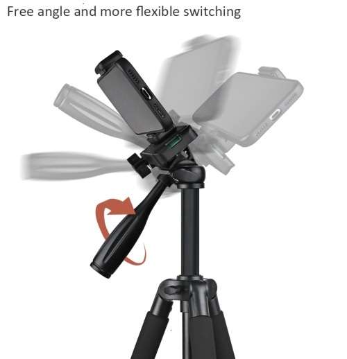 Lightweight Adjustable Tripod With Cell Phone Holder