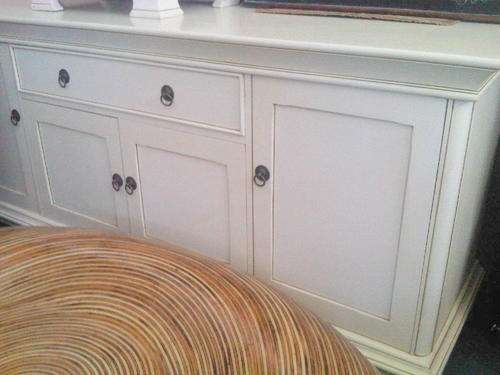 WETHERLYS FRENCH WHITE SIDE BOARD FOUR DOORS ONE DRAWER
