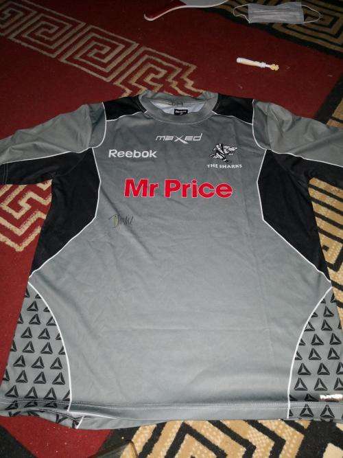 Sharks Rugby player issue signed training shirt