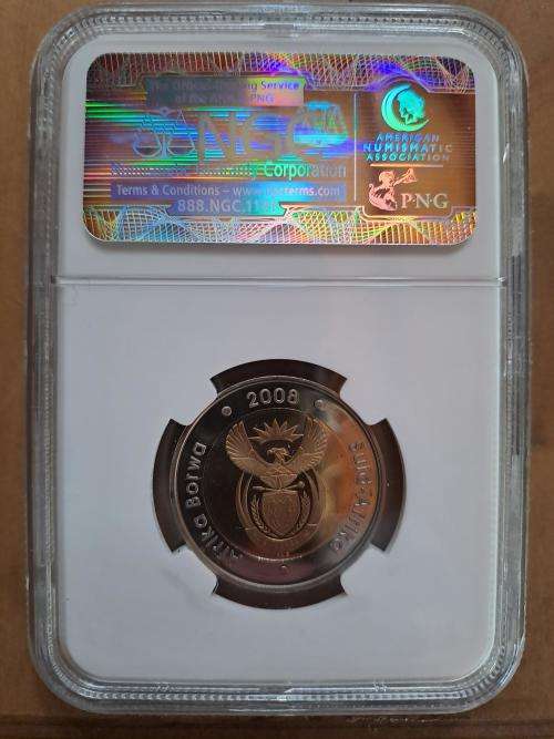 ** CRAZY R1 START ** NO RESERVE ** 2008 MANDELA 90TH BIRTHDAY R5 PROOF COIN PF65 **