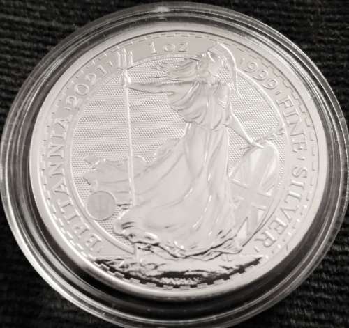 UK 2021 Britannia Silver 1oz bullion with capsule