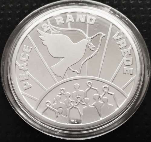 1993 Silver Peace/Vrede Proof R2 coin with capsule