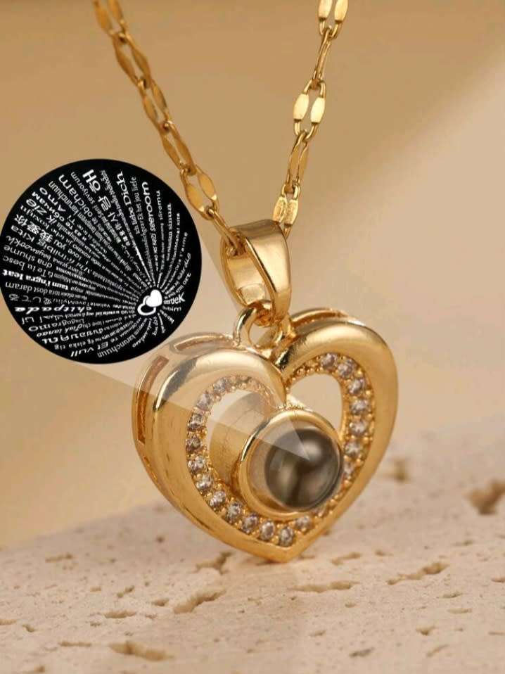 ***18k gold plated heart projection necklace***
