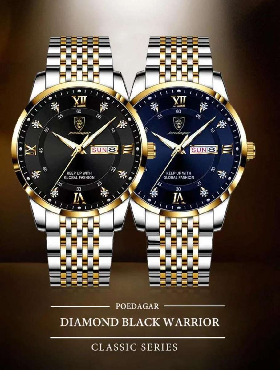 ***Must see ***Poedagar - Silver and Gold Stainless Steel Men`s Watch