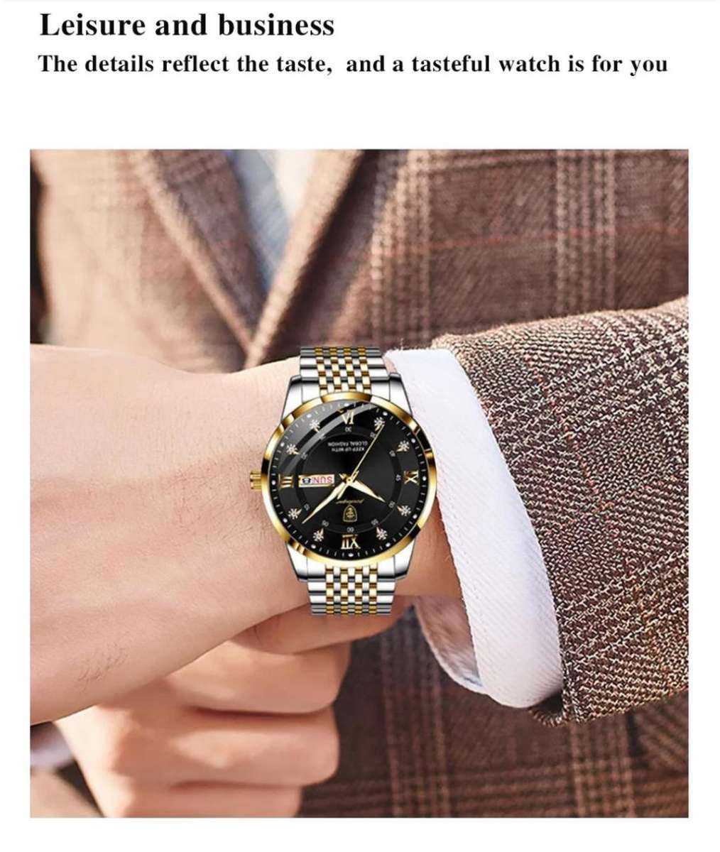 ***Must see ***Poedagar - Silver and Gold Stainless Steel Men`s Watch