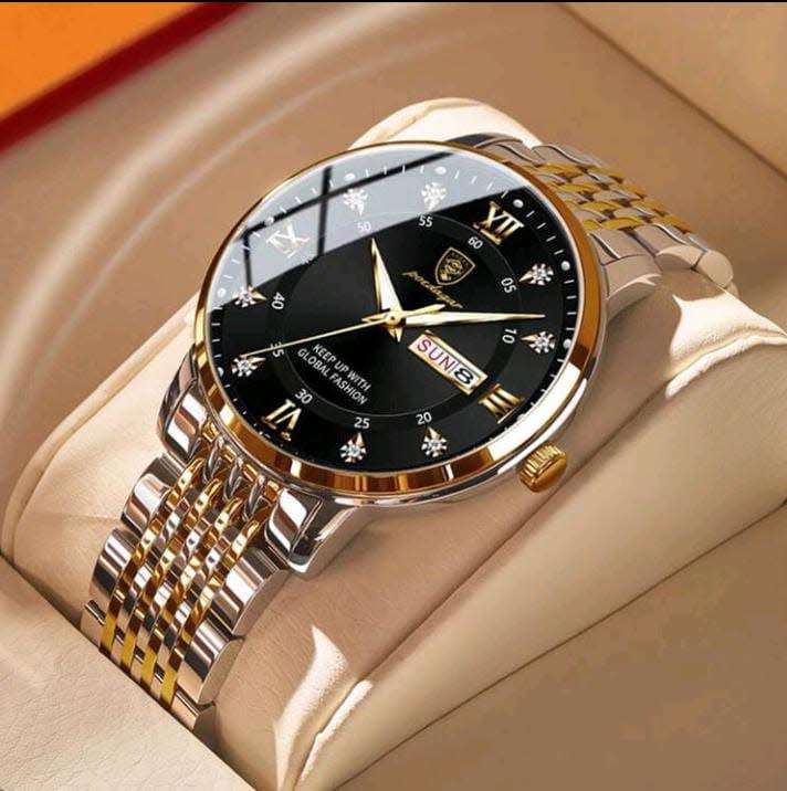 ***Must see ***Poedagar - Silver and Gold Stainless Steel Men`s Watch