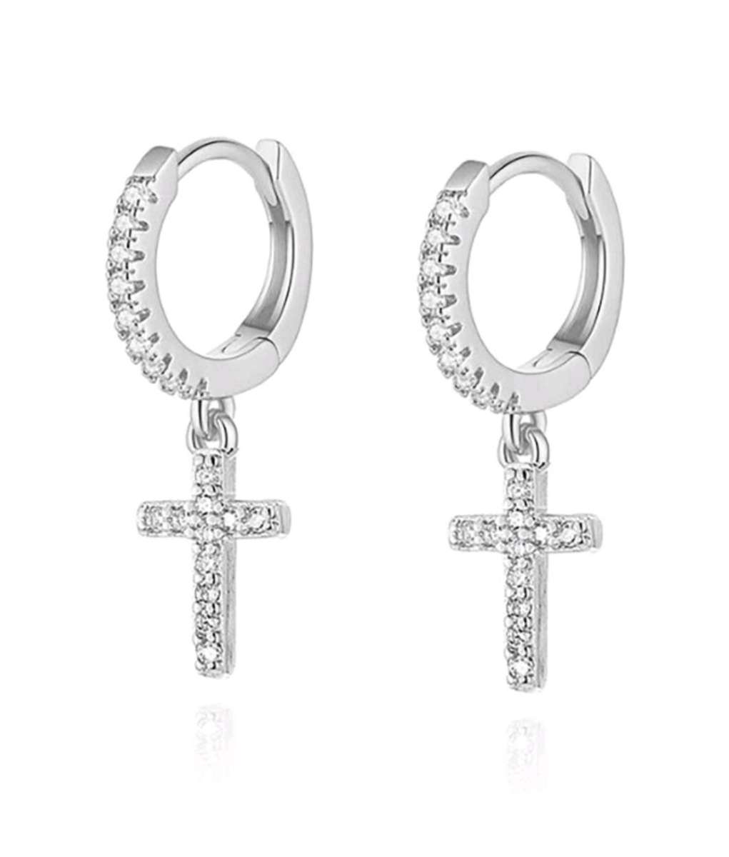 Cross hoop earrings