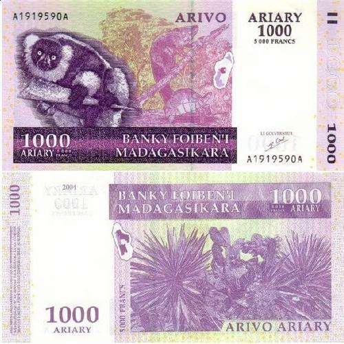 MADAGASCAR 1000 ARIARY P-89 UNC NOTE 2004