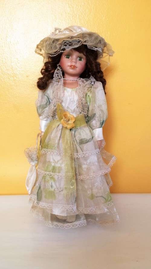 Porcelain Doll with Stand, 43cm