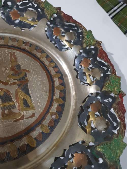 Brass Wallplate, Egyptian Theme, D - 39cm