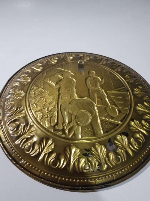 Brass Wallplate, Mining Theme, D - 29.5cm