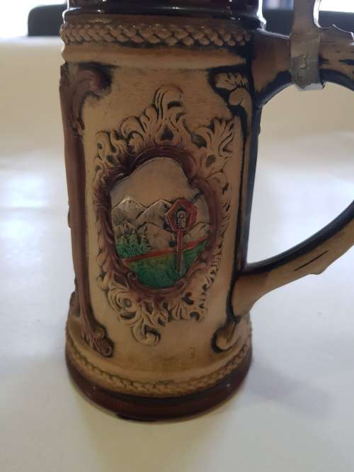 Vintage Beer Stein Mug, West Germany, Hand Made, Hand Painted