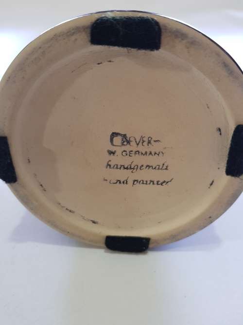 Vintage Beer Stein Mug, West Germany, Hand Made, Hand Painted