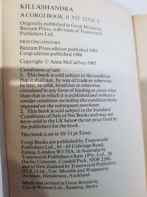 Anne McCaffrey, Killashandra