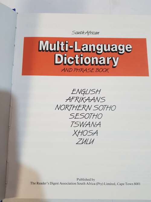 South African Multi-Language Dictionary and Phrase Book, Readers Digest