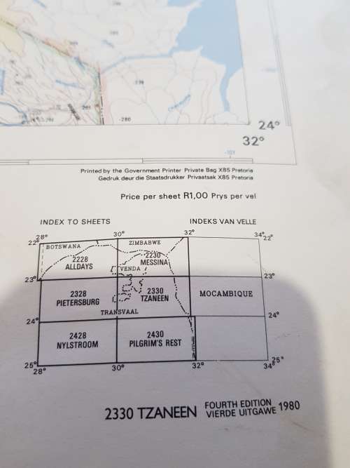 Map 2330 Tzaneen, 1:250 000, 1981