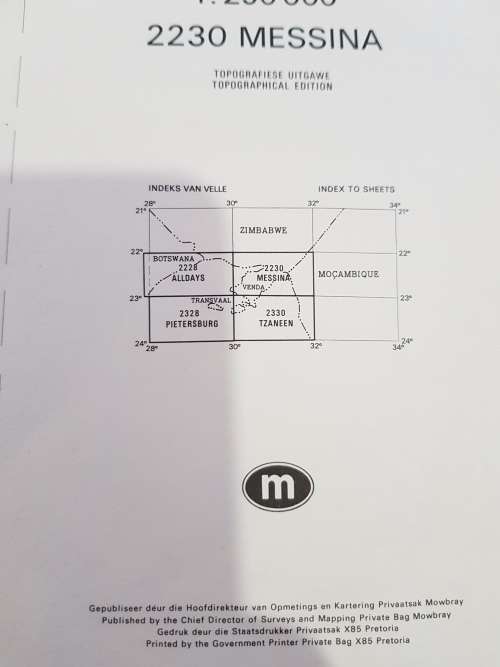 Map 2230 Messina, 1:250 000