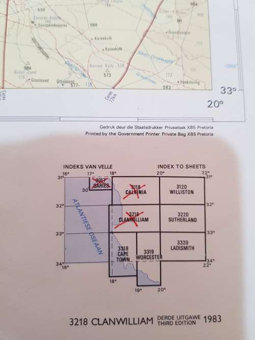 Map 3218 Clanwilliam, 1:250 000