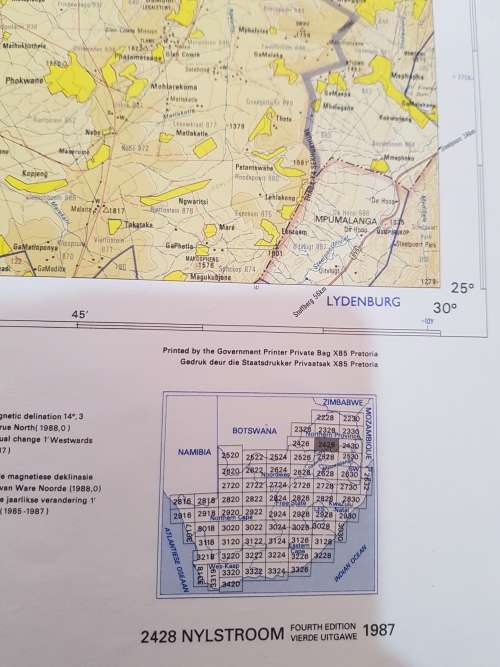 Map 2428 Nylstroom, 1:250 000