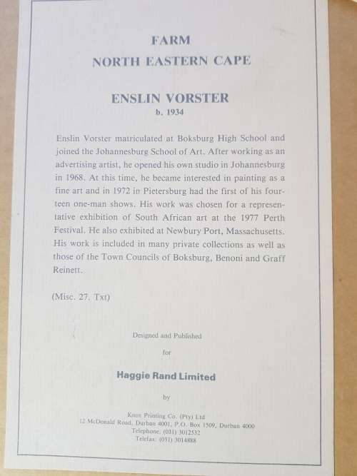 Enslin Vorster Print, Farm North Eastern Cape