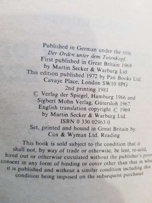 The Order of the Death`s Head, The Story of Hitler`s SS by Heinz Hohne