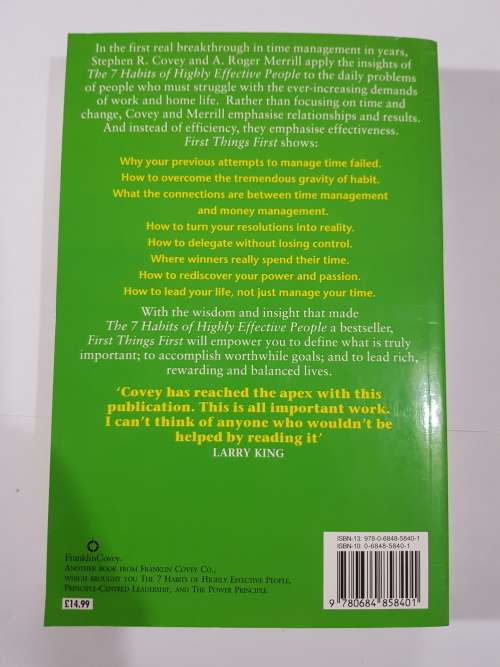 First Things First by Stephen R. Covey, A. Roger Merrill and Rebecca R. Merrill
