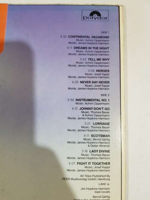 Lake, No Time For Heroes LP, VG+, Germany