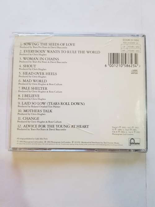Tears For Fears, Tears Roll Down, Greatest Hits 82-92 CD