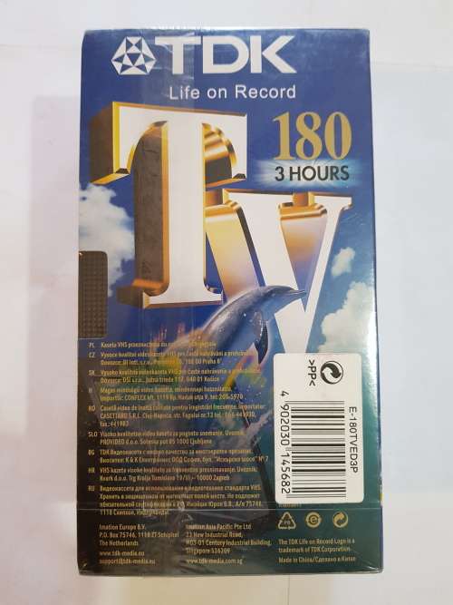 VHS Tape, TDK TV180, 3 Pack, New Sealed