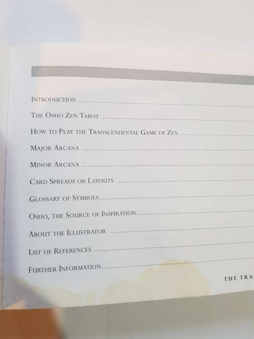 Osho Zen Tarot, The Transcendental Game Of Zen, Instruction Book