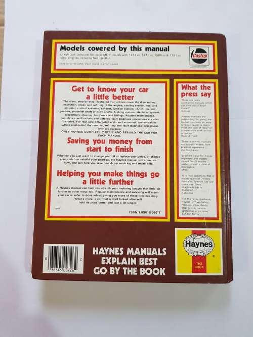 VW Golf, Jetta, Scirocco 1974-1985 Haynes Owners Workshop Manual