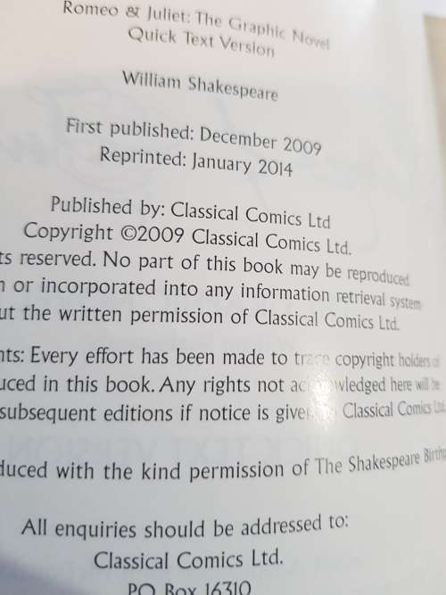 Romeo & Juliet, The Graphic Novel, William Shakespeare