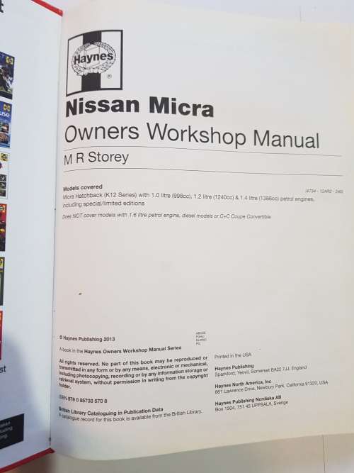 Nissan Micra, 2003 - 2010 Haynes Owners Workshop Manual, Petrol