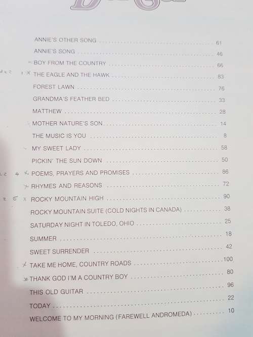 Song Sheets, Sheet Music, An Evening with John Denver, 23 Songs, 1975