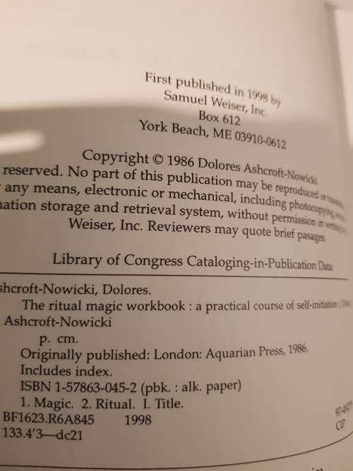 The Ritual Magic Workbook by Dolores Ashcroft-Nowicki