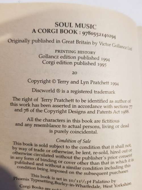 Soul Music, A Discworld Novel by Terry Pratchett