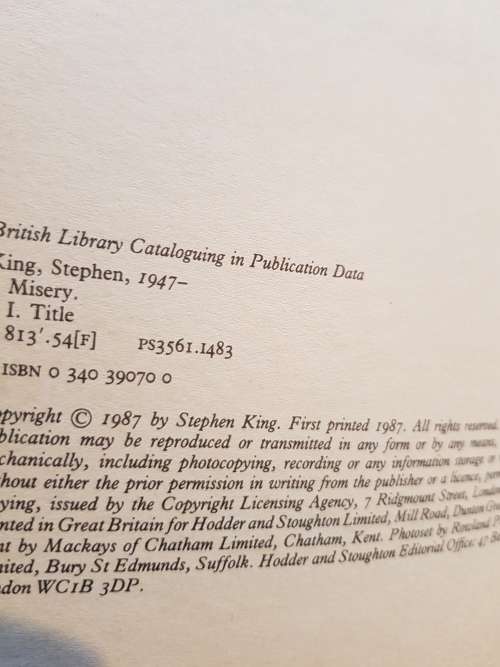 Misery by Stephen King, First Edition