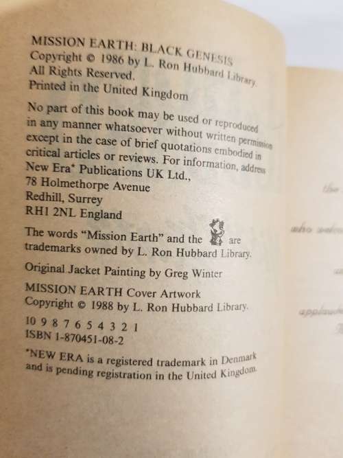 L. Ron Hubbard, Black Genesis, Mission Earth Volume 2