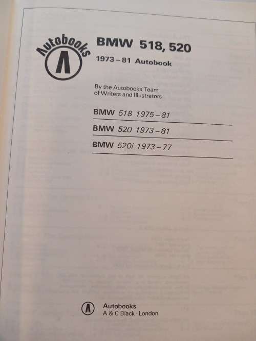 BMW 518,520, 1973-81, Autobooks Owners Workshop Manual