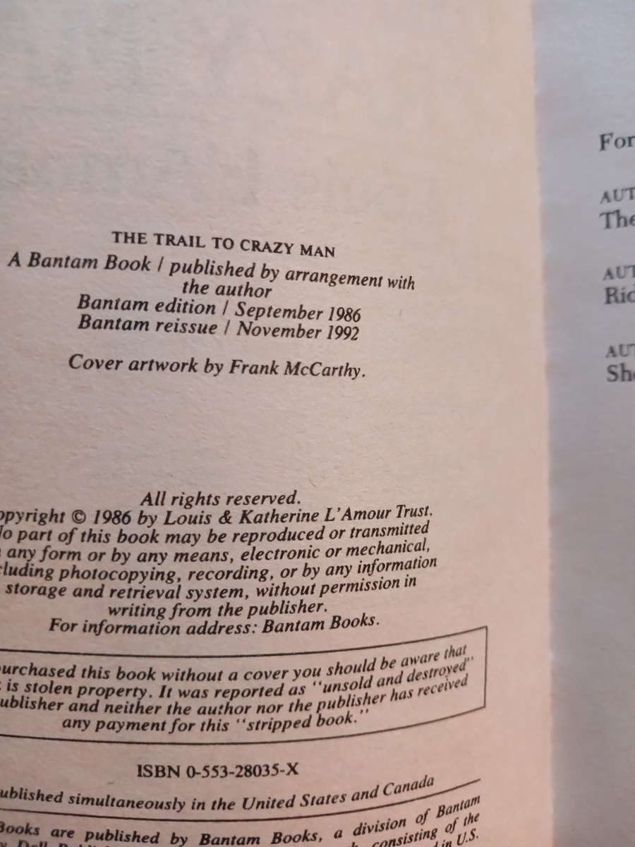 The Trail to Crazy Man by Louis L`Amour