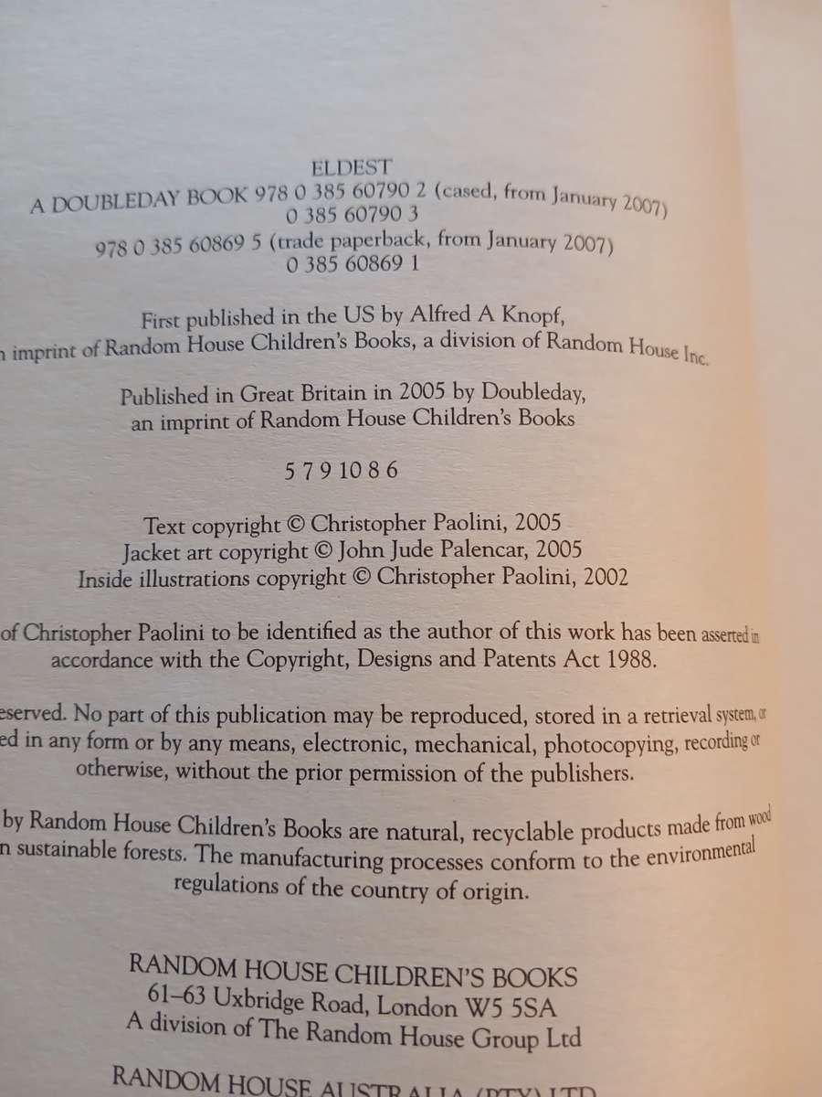 Eldest, Inheritance Book Two by Christopher Paolini, Hardcover