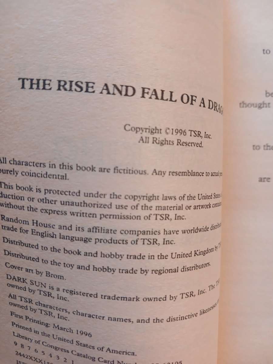 The Rise and Fall of a Dragon King, Chronicles of Athas, Book 5 by Lynn Abbey, Dark Sun