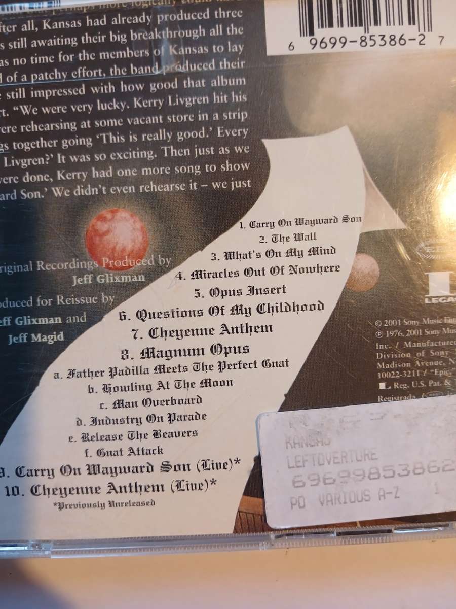 Kansas, Leftoverture CD, Digitally Remastered