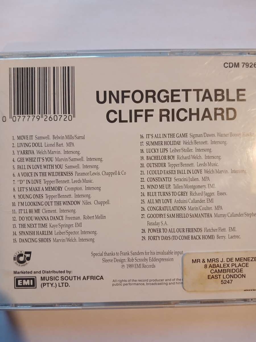 Cliff Richard, Unforgettable CD